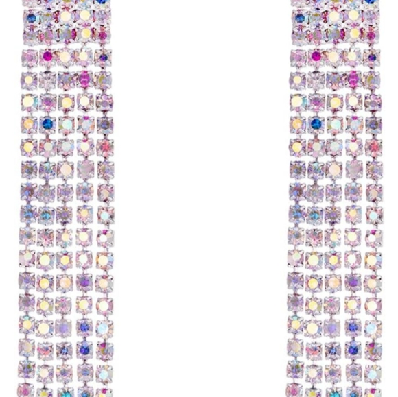 Long AB Rainbow Sparkling Art Deco Earrings Rhinestone CZ Event Minimalist New - Picture 7 of 10